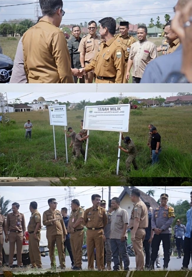 Raden Najmi bersama jajaran saat patok tanah pada Selasa, (6/8/2024) di Lapangan Angso Dano. [TanyaFakta.id/Pemkab Muaro Jambi]